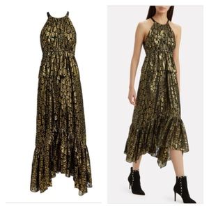 A.L.C Black and Golden Leopard Rosa midi dress